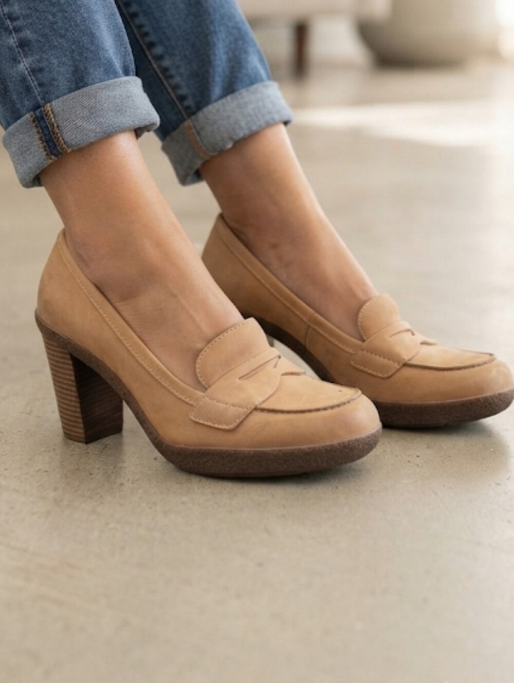 Vintage Ecco Womens Y2K Heels Platform Penny  Leather Clogs shoes sz 36/5.5